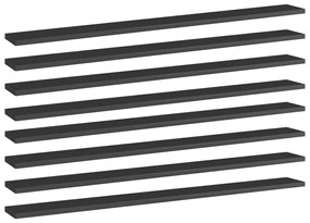 vidaXL Prateleiras estante 8pcs 100x10x1,5cm contrapl. preto brilhante