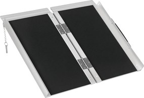 Rampa para cadeiras de rodas 60 C x 73 L x 5 A cm Rampa de acesso antiderrapante dobrável com bordas de segurança em alumínio Preta