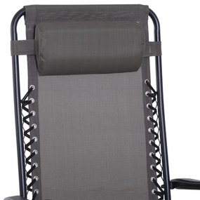 Outsunny Espreguiçadeira Dobrável de Jardim Espreguiçadeira de Gravidade Zero para Pátio Terraço Carga Máxima 150kg 90x65x110 cm Cinza