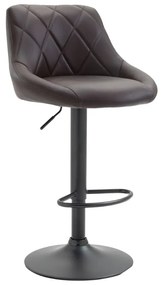 Banco de bar Lazio em couro sintético e com estrutura preta 46 x 83-104 x 49 cm Castanho