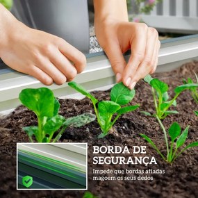 Conjunto de 2 Floreiras Grandes para Exterior em Aço Galvanizado Hortas para Terraço Jardim 110x50x30 cm Verde