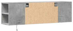 Móvel de parede p/TV c/luzes LED 135x31x39,5cm cinzento cimento