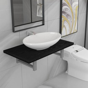 Conjunto de móveis de casa banho 2 peças cerâmica preto
