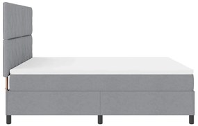 Cama Box com Colchão e Luz LED Cinza Claro 180x200 cm Tecido