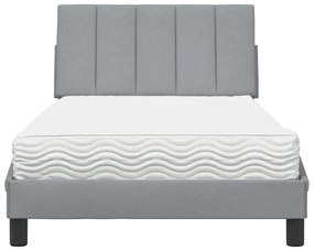 Cama com colchão 100x200 cm tecido cinzento-claro