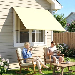 Toldo manual retrátil com inclinação ajustável, 150 x 116 cm, proteção UV, alumínio e poliéster, cor creme