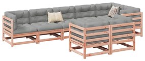 vidaXL 8 pcs conj. sofás jardim c/ almofadões madeira abeto-de-douglas