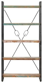 Estante com 5 prateleiras 90x30x180cm madeira recuperada maciça
