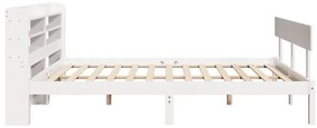 Cama sem colchão 140x200 cm madeira de pinho maciça branco