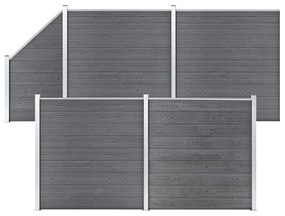 Painel vedação WPC 4 quadrados + 1 inclinado 792x186cm cinzento