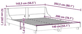 Estrutura de cama com cabeceira 140x200 cm pinho maciço