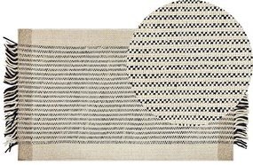 Tapete de lã creme e preta 80 x 150 cm DIVARLI Beliani
