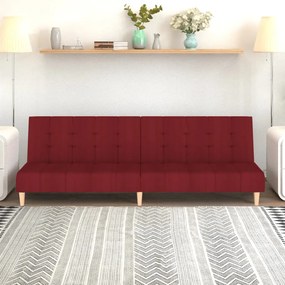337352 vidaXL Sofá-cama de 2 lugares tecido vermelho tinto