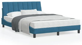 vidaXL Cama com colchão 120x200 cm veludo azul