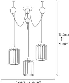 Candeeiro de Teto Tel – Preto – Diâmetro 96 cm, Altura 131 cm