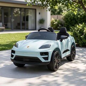 Carro elétrico para Crianças 2 a 6 anos 12V 4x4 Porsche Macan, Rodas de espuma EVA, Controle remoto Azul