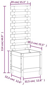 Vaso de jardim c/ suporte 39x39,5x114 cm pinho maciço preto
