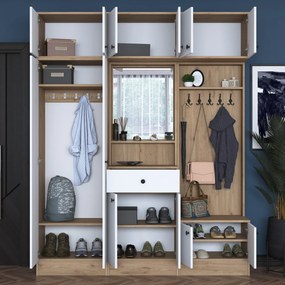 Hall Stand EA108 – Branco e Noz – 179,4x226,4x37,5 cm