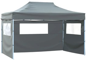 Tenda dobrável profissional festas 3 paredes 3x4m aço antracite