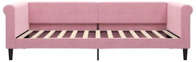 Sofá-cama com gavetão 100x200 cm veludo rosa