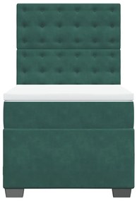 Cama com molas/colchão 80x200 cm veludo verde-escuro