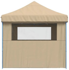 Tenda para festas pop-up dobrável com 4 paredes laterais bege