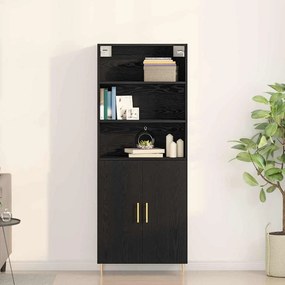 Highboard Carvalho Preto 69.5x34x180 cm Madeira de Engenharia