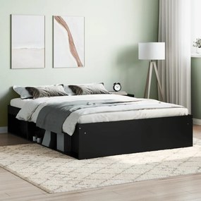 Estrutura de cama de casal 135x190 cm preto