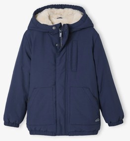 Parka Ripstop, forro em imitação pelo, para menino marinho