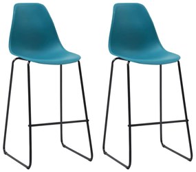 vidaXL Cadeiras de bar 2 pcs plástico turquesa