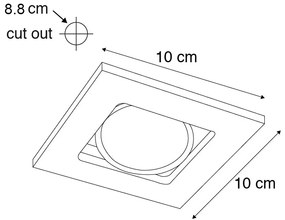 Conjunto de 6 holofotes modernos embutidos pretos ajustáveis - Qure Design,Moderno