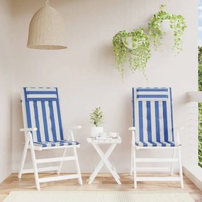 vidaXL Almofadões cadeira encosto alto 2 pcs tecido oxford azul/branco