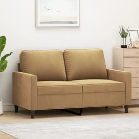 Sofá de 2 lugares veludo 120 cm castanho