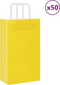 vidaXL Sacos de papel 50 unid com alças amarelo 21x11x36 cm