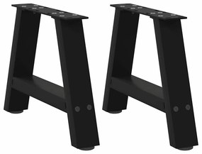 vidaXL Pés para mesa de centro em formato A, 2 peças, preto, 50x(30-31) cm, aço