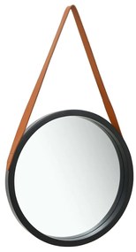 Espelho de parede com alça 50 cm preto
