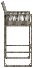 Bancos de bar para jardim 2 pcs vime PE cinzento