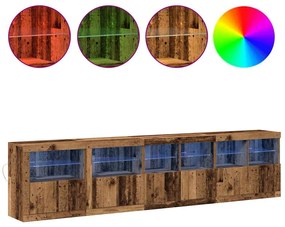 Aparador com Luzes LED Madeira Velha 283x37x67 cm Madeira de Engenhari