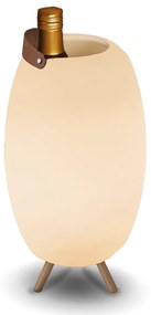 Candeeiro de Pé Branco 40,5cm c/ LED, Coluna, Dimmer RGB e Comando - Apolo