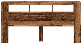 Cabeceira c/ LEDs 200x18,5x103,5cm deriv. madeira madeira velha