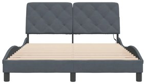 Estrutura de cama c/ luzes LED 120x200cm veludo cinzento-escuro