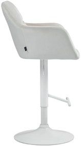 Banco de bar Natoma em veludo com estrutura branca 97-118 x 57 x 59 cm Creme