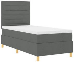 Cama Box Spring com Colchão Cinza Escuro Solteiro Tecido