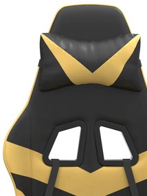 Cadeira gaming giratória + apoio couro artificial preto/dourado