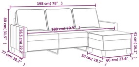 Sofá Luka Chaise Longue - Com Apóio de Pés - De 3 Lugares em Tecido -