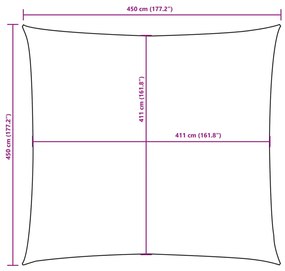 Para-sol vela tecido oxford quadrado 4,5x4,5 m antracite