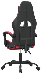 Cadeira gaming giratória c/ apoio couro artific. preto/vermelho