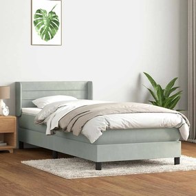Cama com molas/colchão cinzento-claro 80x220 cm veludo