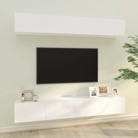 Armários de parede p/ TV 4 pcs 100x30x30 cm branco