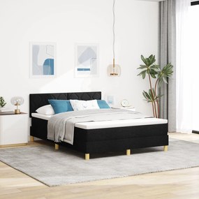 Cama Box Spring com Colchão Preto 140x200 cm Tecido